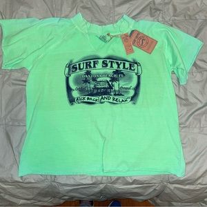 Surf Style Daytona Beach Neon Green Distressed Top